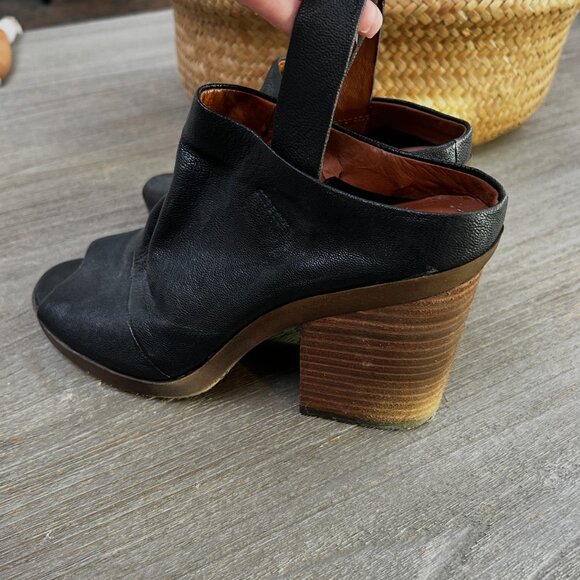 Lucky Brand Black Leather Sling Back Clogs Sz 8 - Picture 5 of 9